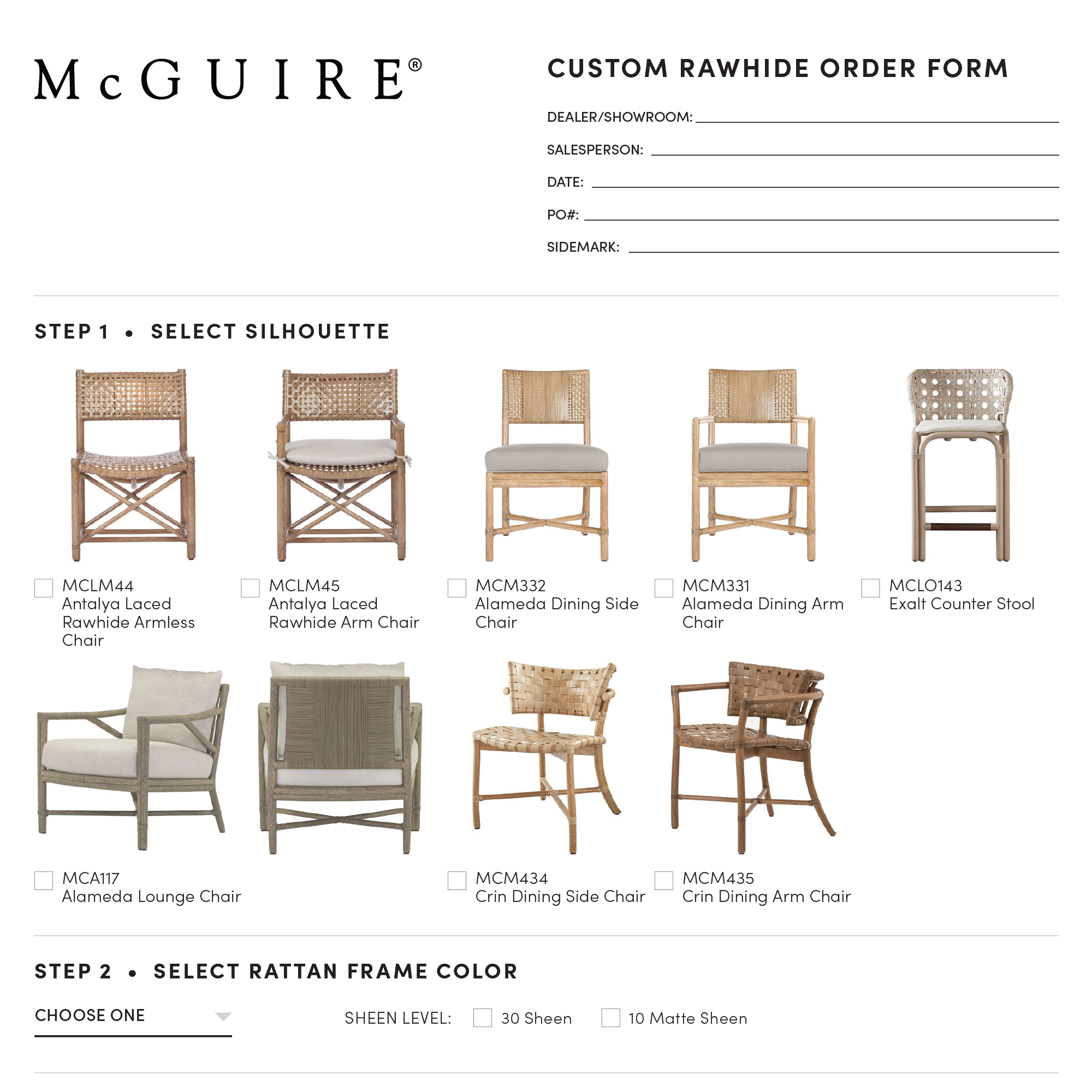 Custom Rawhide Order Form | Baker-McGuire